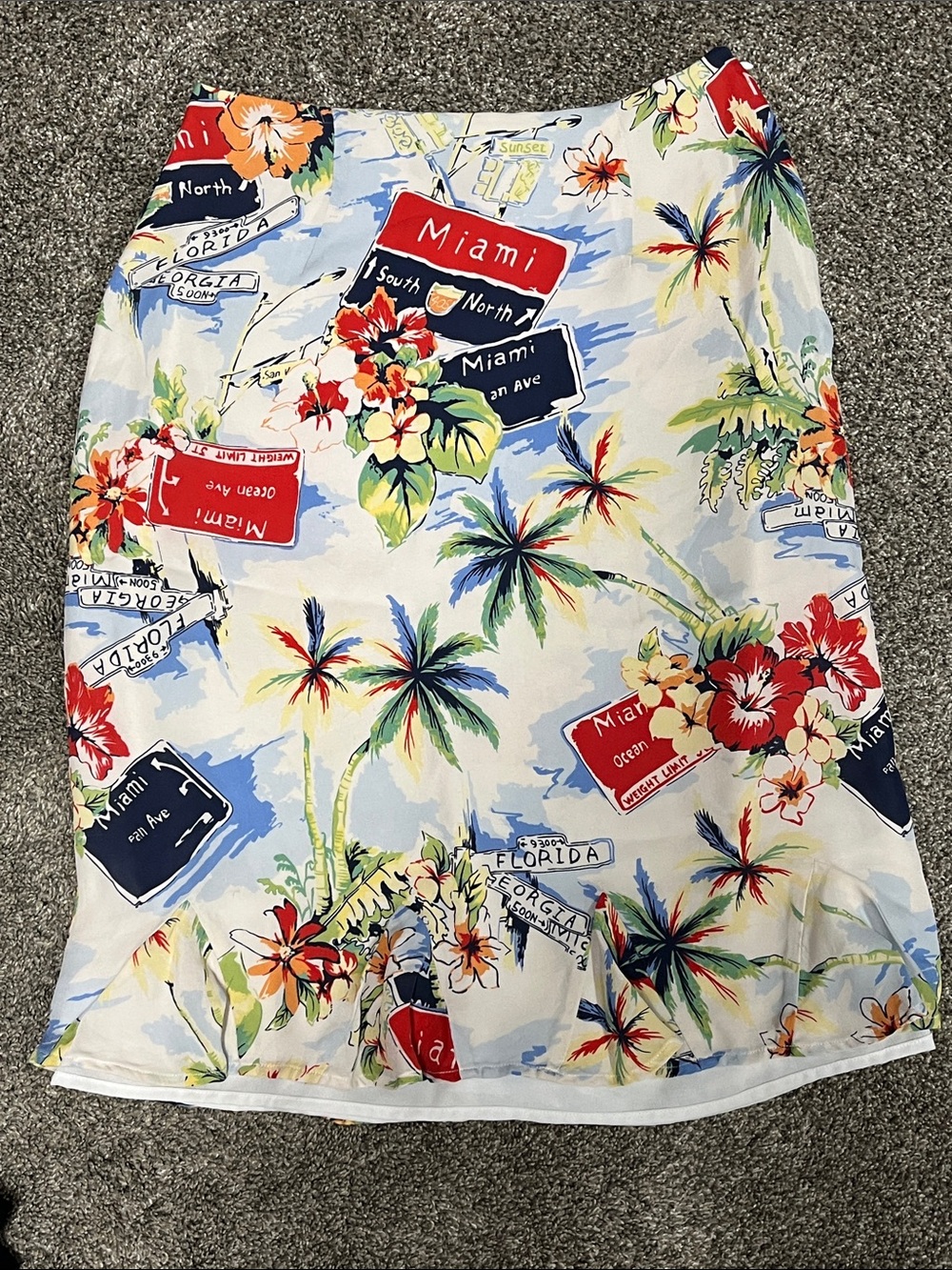 Vintage Harold's 100% Silk Miami Postcard & Tropical Mini Skirt ☀️Size 4 Small